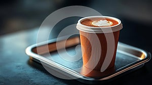 Closeup Of Takeaway Coffee Cup On Tray