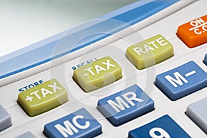 Closeup of tax button on calculator