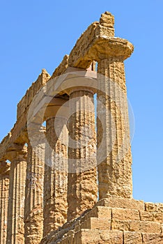 Closeup of Temple of Juno in Agrigento on Sicily