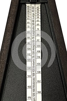 Closeup of tempo settings on metronome