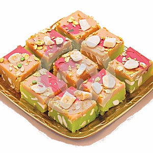 Closeup tempting Dryfruit Barfi, a festive treat for celebrations.