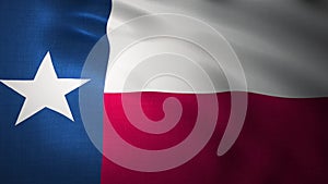 Closeup Texas Flag on Flagpole, USA state, Waving in the Wind, 3d illustration