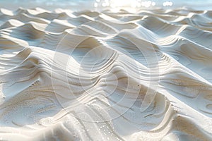 Closeup of texture, white sand with intricate patterns and textures created