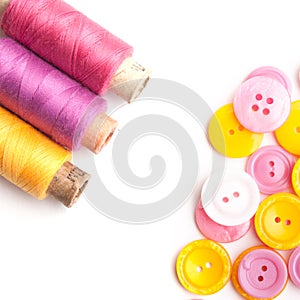 Closeup of thread and buttons