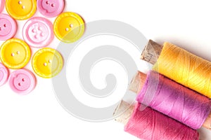Closeup of thread and buttons