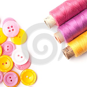 Closeup of thread and buttons