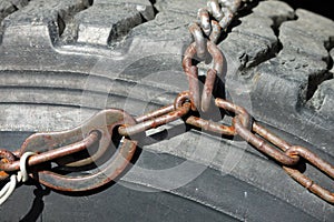 Closeup of Tire Chain