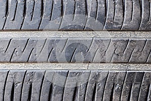 Closeup to Dirty Used Car Tyre