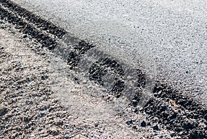 Closeup to Layer Edges of Asphalt Road