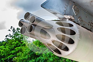 Closeup to Muzzle of Aircraft Fighter Gun