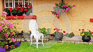 Closeup to a rustic old Irish cottage in Adare, Ireland