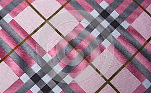 Closeup to Square Shaped and Oblique Line Pattern on Fabric Background
