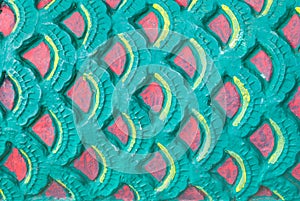 Closeup to Stack of Dragon/ Naga Red and Green Scale Background