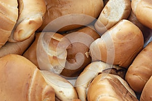 Closeup to a top view of artesanal fresh bread. photo