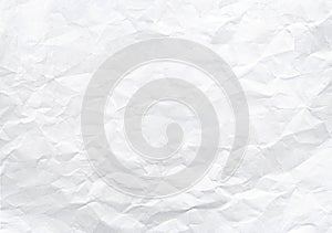 Closeup to white crumpled paper texture background