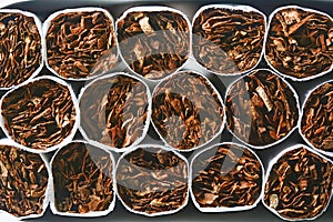 Closeup for tobacco cigarettes background