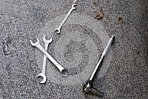 Closeup of Tools on Concrete