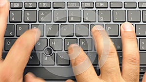Closeup top view hands typing keyboard at full speed footage 4k