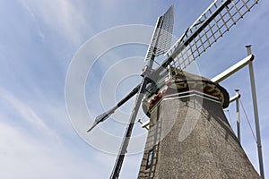 Closeup of a traditional dutch windmil