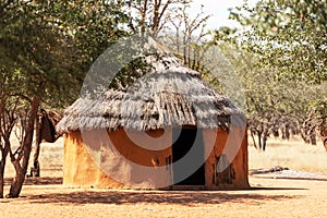 Closeup of traditional hut of himba people