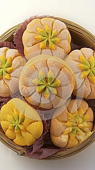 Closeup traditional Indonesian cookies, perfect for festive gatherings.