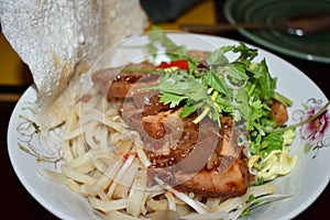 Closeup of a traditional noodle dish Cao Lao from Hoi An, Vietnam, Asia