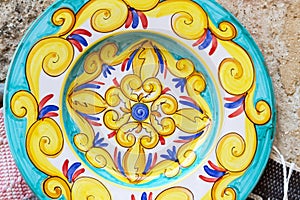 Closeup of a traditional sicilian pottery