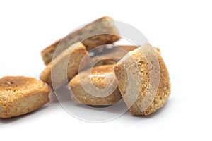 traditionals biscuits in shaped square on white background