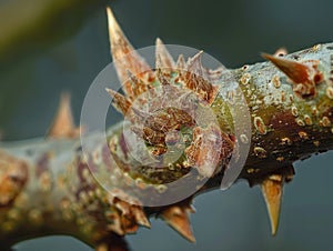 Closeup of tree branch showing browning needles photo