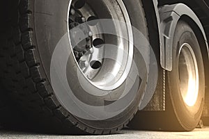 Closeup truck wheels and tires