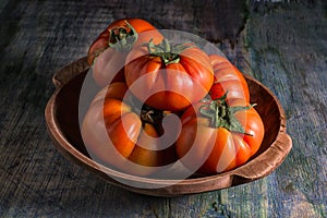 Closeup of true organic tomato