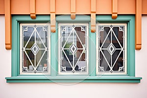 closeup of tudor window patterns and mullions