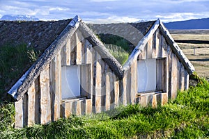 Closeup of Turf house of Iceland - Northen Europe