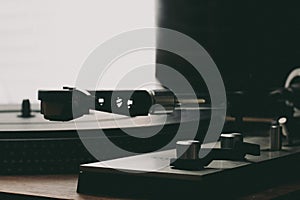 Closeup of a turntable player
