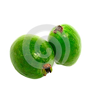 Closeup of two feijoa