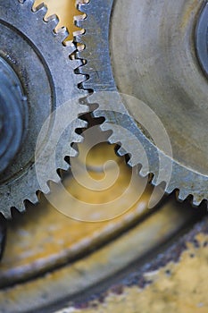 Closeup of two gears