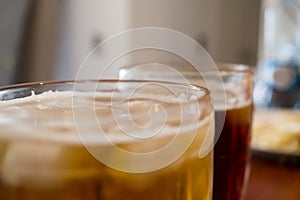 Closeup of Two glass of beers