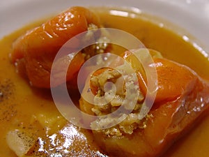 Closeup of Two stuffed pepper