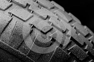 Closeup tyre tread abstract black and white