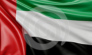 Closeup UAE United Arab Emirates Flag - 3D Illustration