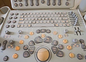 Closeup of an ultrasound scanner machine