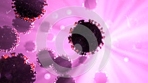 Closeup Ultraviolet Light Shining on COVID-19 Corona Influenza Virus Molecules - Coronavirus Potential Cure