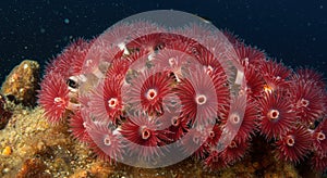 Closeup underwater corallike creature cluster
