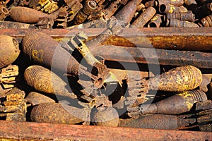 Closeup of unexploded ordnance in rural Laos