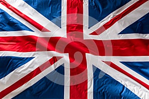 Closeup of Union Jack flag. UK Flag. British Union Jack flag blowing in the wind