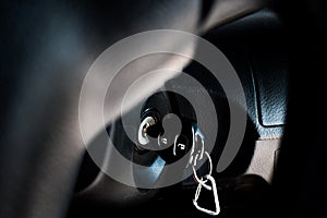 Closeup of unlocking car keys to drive