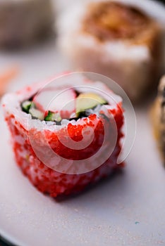 Closeup of uramaki sushi photo