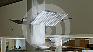 Closeup on urban powerful led lamp in airport