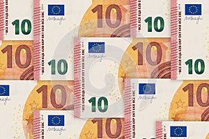 Closeup of a used 10 Euro paper money bill