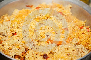 Closeup of vegetarian rice dish pilav photo